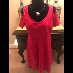 Slinky Brand Textured , mesh knit; Fuschia dress